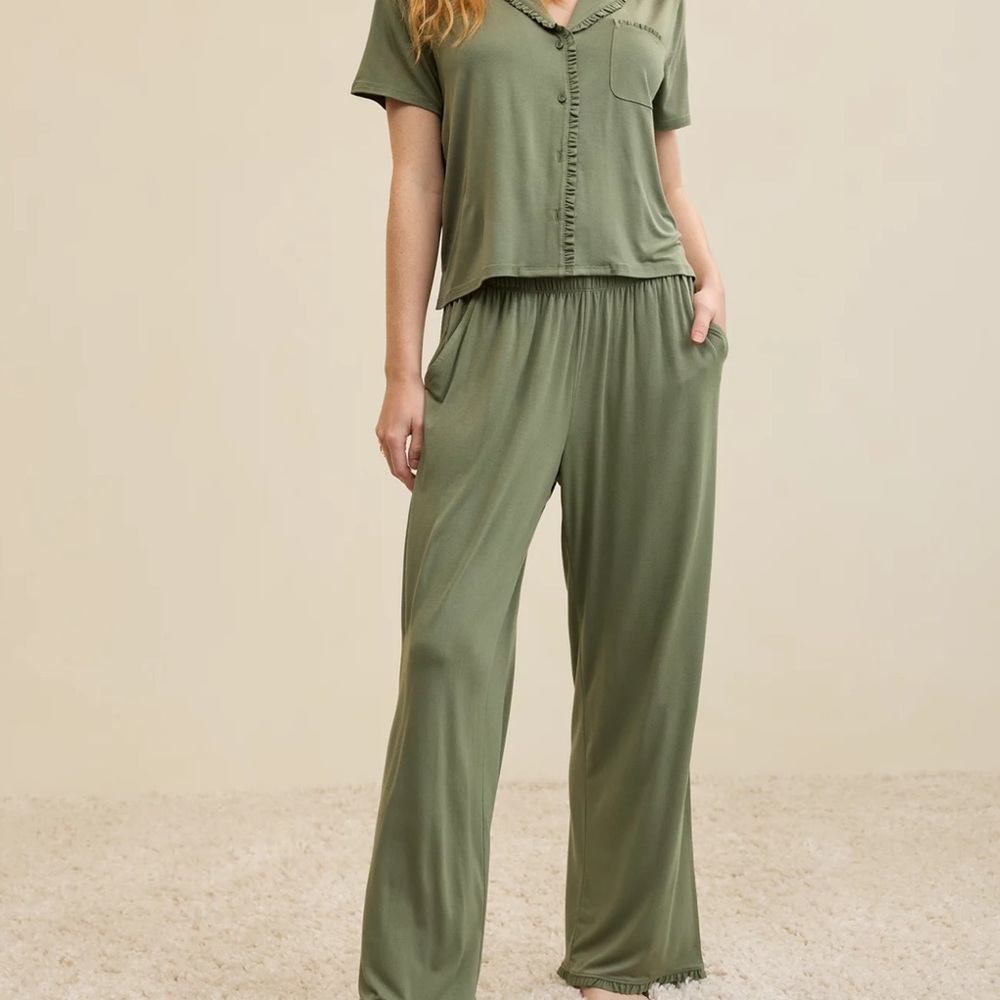 Aerie Real Soft Ruffle Trouser PJ Pant, Size Medium